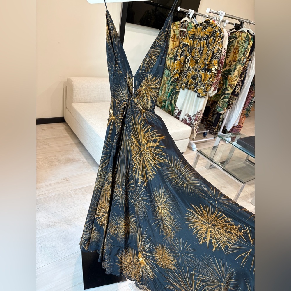 Farm Rio: Black Fireworks Sleeveless Open Back Maxi Dress - Picture 8 of 14